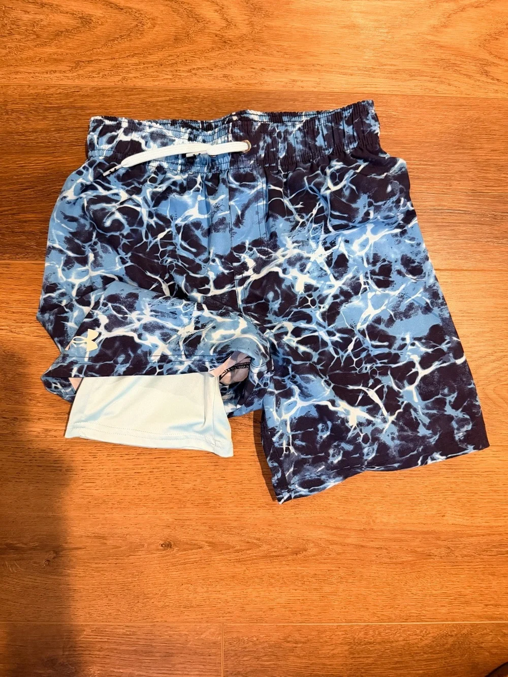 Under Armour Boys Blue Marble Swim Trunks